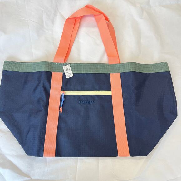 \Victoria's Secret Pink Weekender Tote Bag Blue Coral - Picture 2 of 6